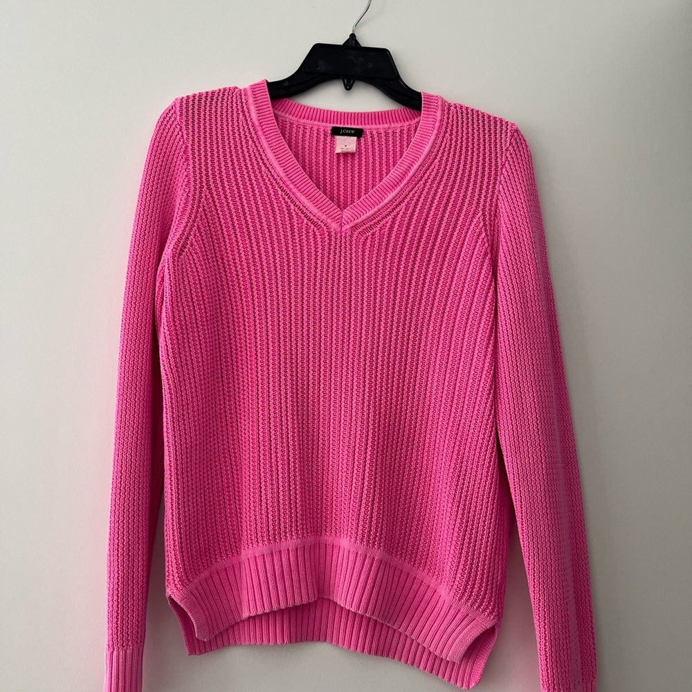 J. Crew Bright Pink V-Neck Sweater